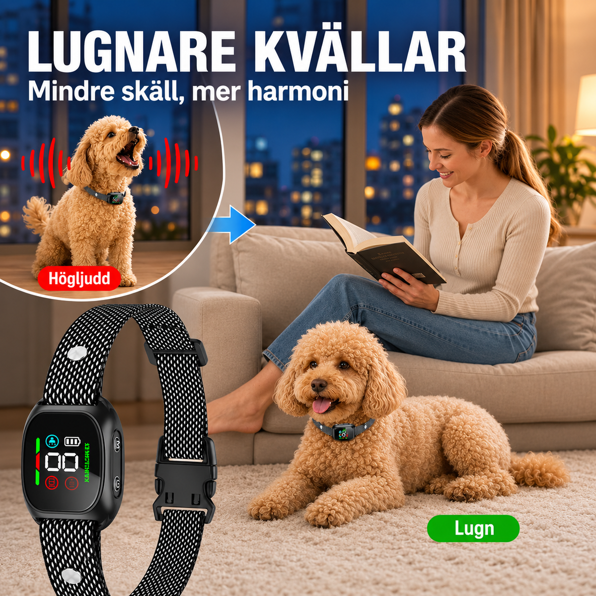 SkallSmart™ - Smart anti-skällhalsband för lugnare hundträning