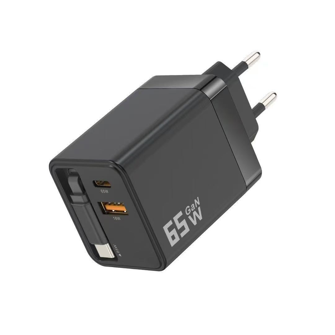 LaddKub™ - 65W snabbladdare med utdragbar USB-C-kabel