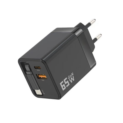 LaddKub™ - 65W snabbladdare med utdragbar USB-C-kabel