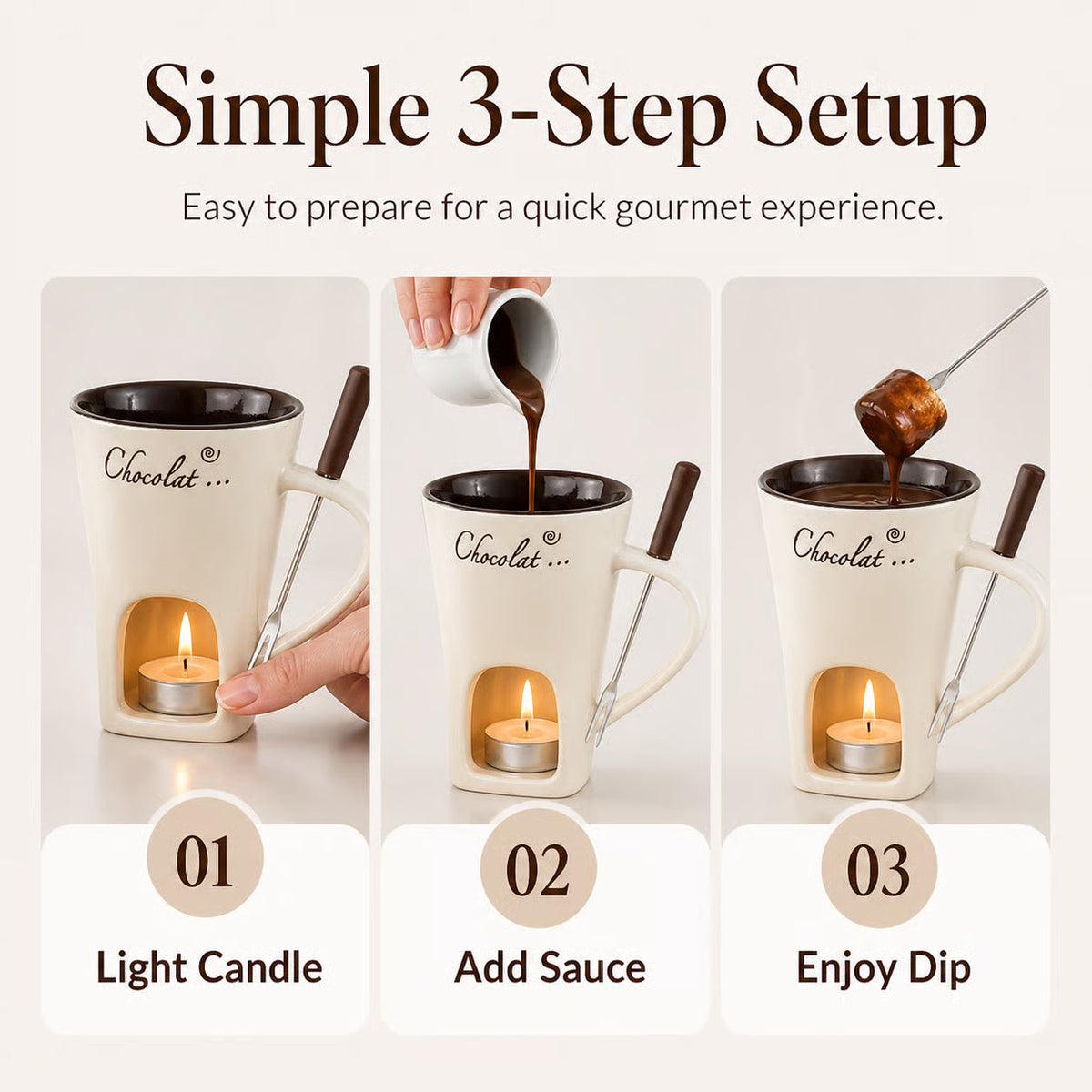 MysFondue™ – Mysig fonduekopp för choklad, ost & dip