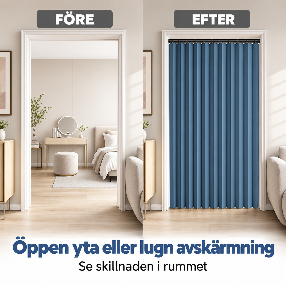 DörrRo™ - Magnetiskt vikdraperi med enkel montering utan borrning