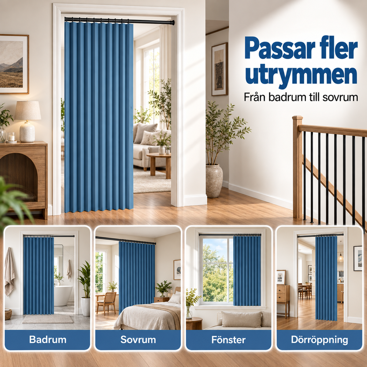 DörrRo™ - Magnetiskt vikdraperi med enkel montering utan borrning