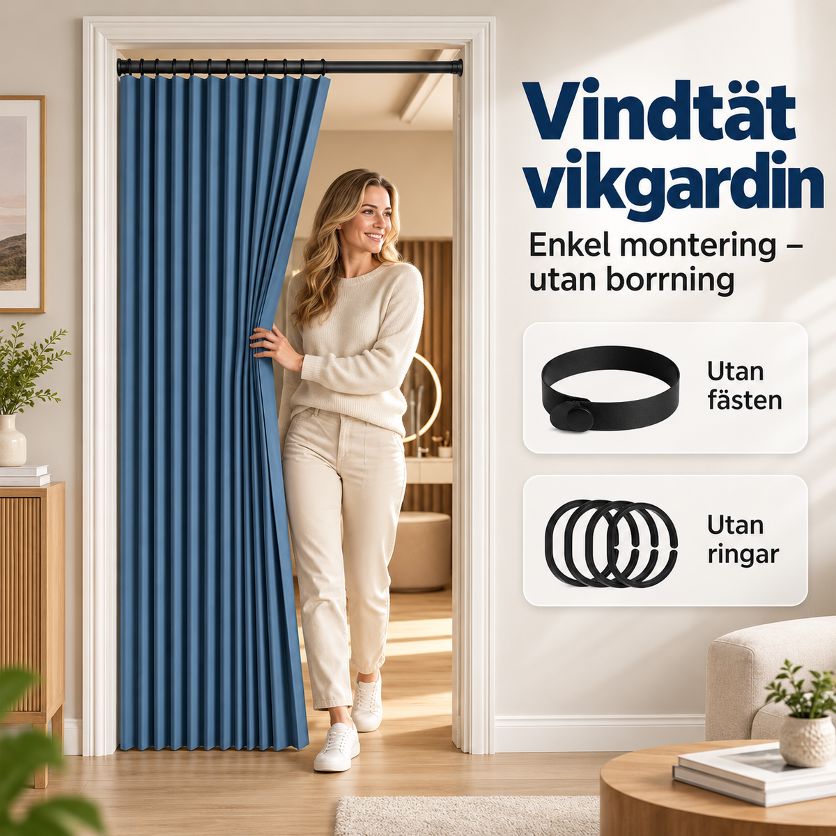 DörrRo™ - Magnetiskt vikdraperi med enkel montering utan borrning