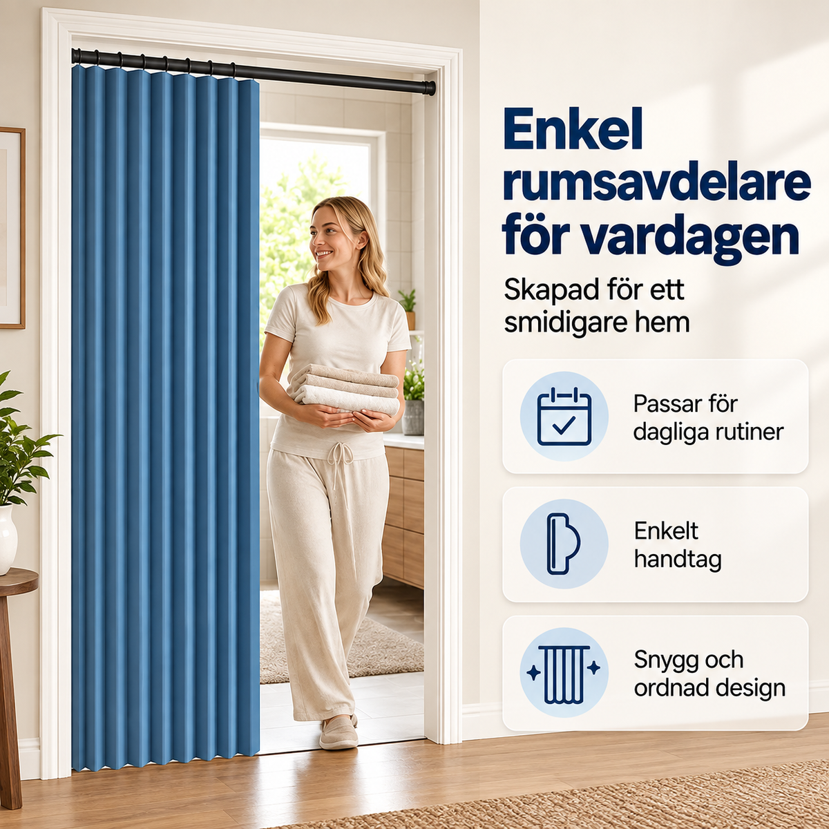 DörrRo™ - Magnetiskt vikdraperi med enkel montering utan borrning