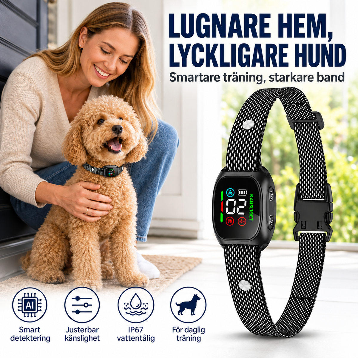 SkallSmart™ - Smart anti-skällhalsband för lugnare hundträning