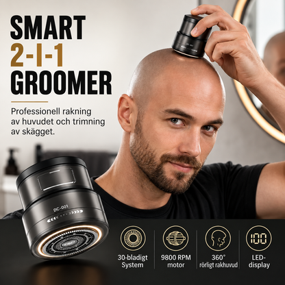 HuvudTrim™ - 2-i-1 elektrisk huvudrakapparat & skäggtrimmer med digital display