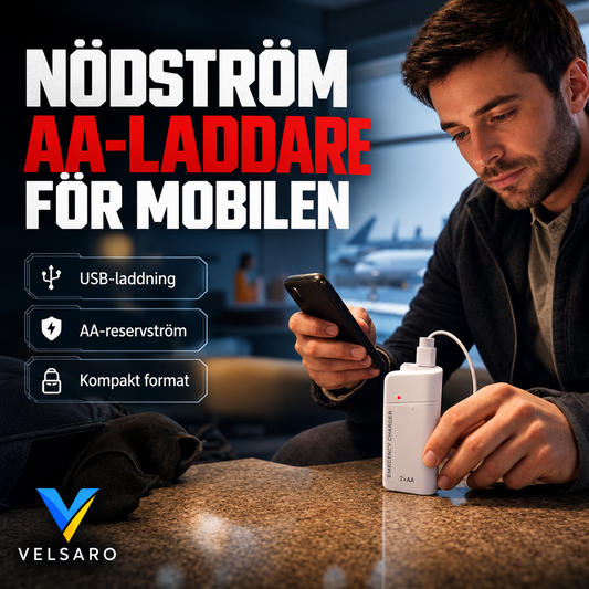 NödKraft™ - Portabel nödladdare med AA-batterier & LED-lampa