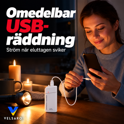 NödKraft™ - Portabel nödladdare med AA-batterier & LED-lampa