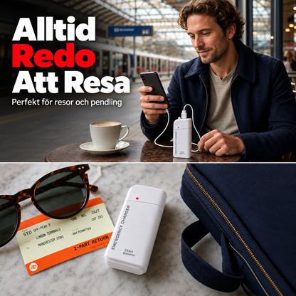 NödKraft™ - Portabel nödladdare med AA-batterier & LED-lampa