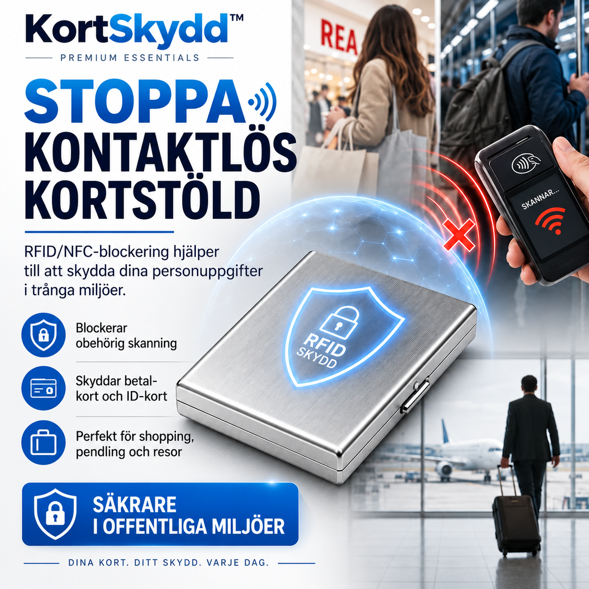 KortSkydd™ - RFID-skyddande kortfodral i metall
