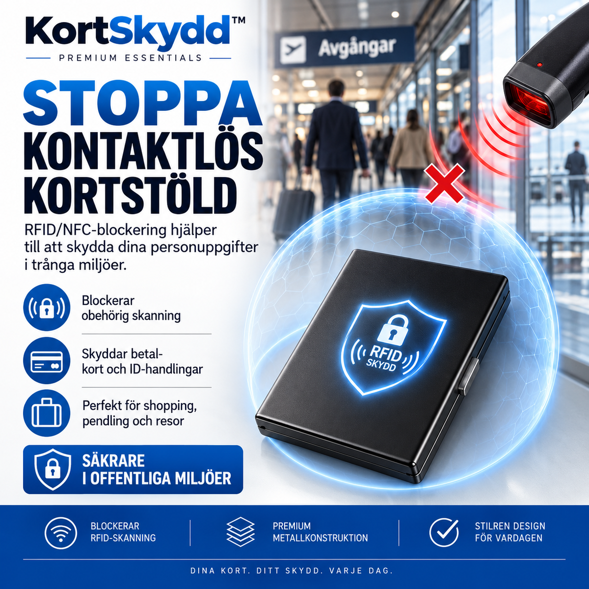 KortSkydd™ - RFID-skyddande kortfodral i metall