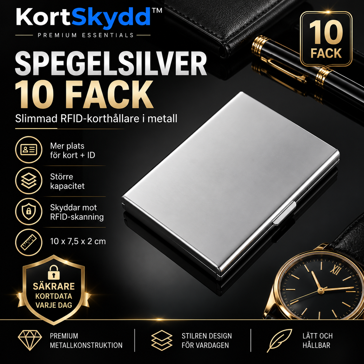 KortSkydd™ - RFID-skyddande kortfodral i metall